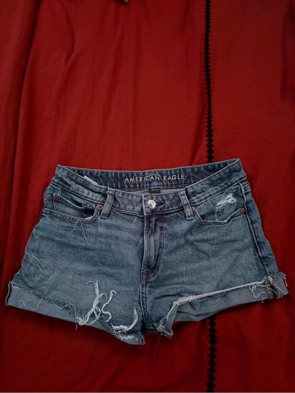 American Eagle Outfitters Distressed Light Blue Denim Shorties